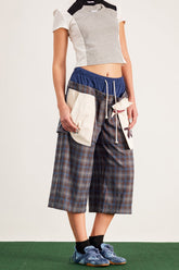 Baptiste Plaid Star Geniş Paça Pantolon